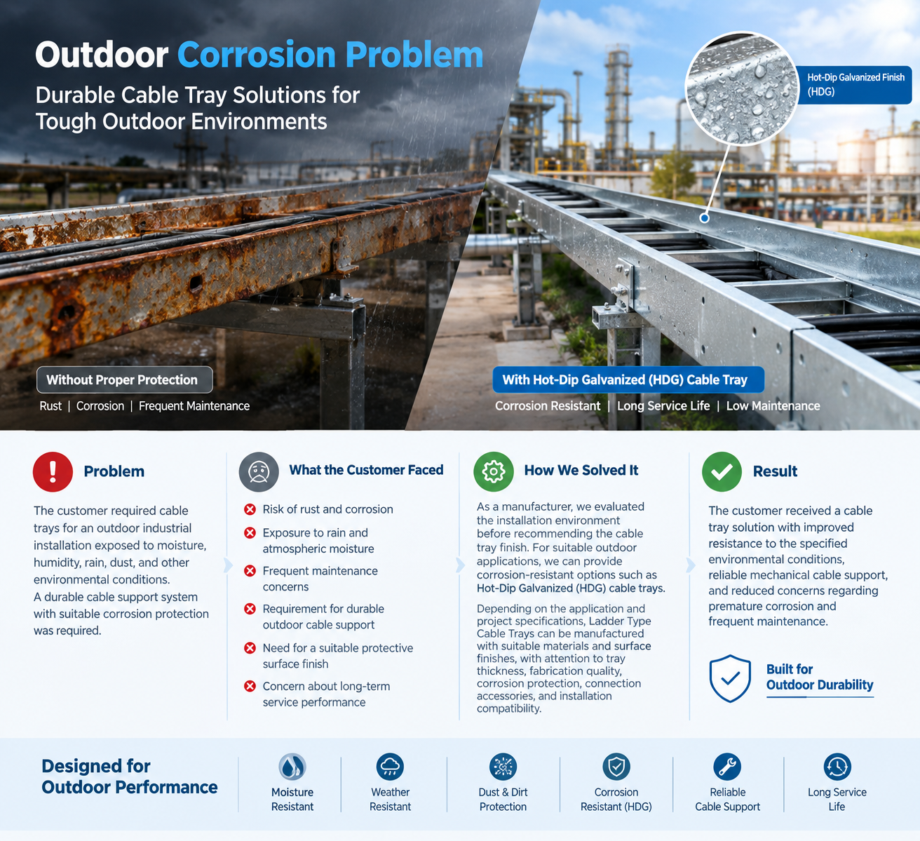 Outdoor Corrosion Problem Solution - Ladder Type Cable Tray