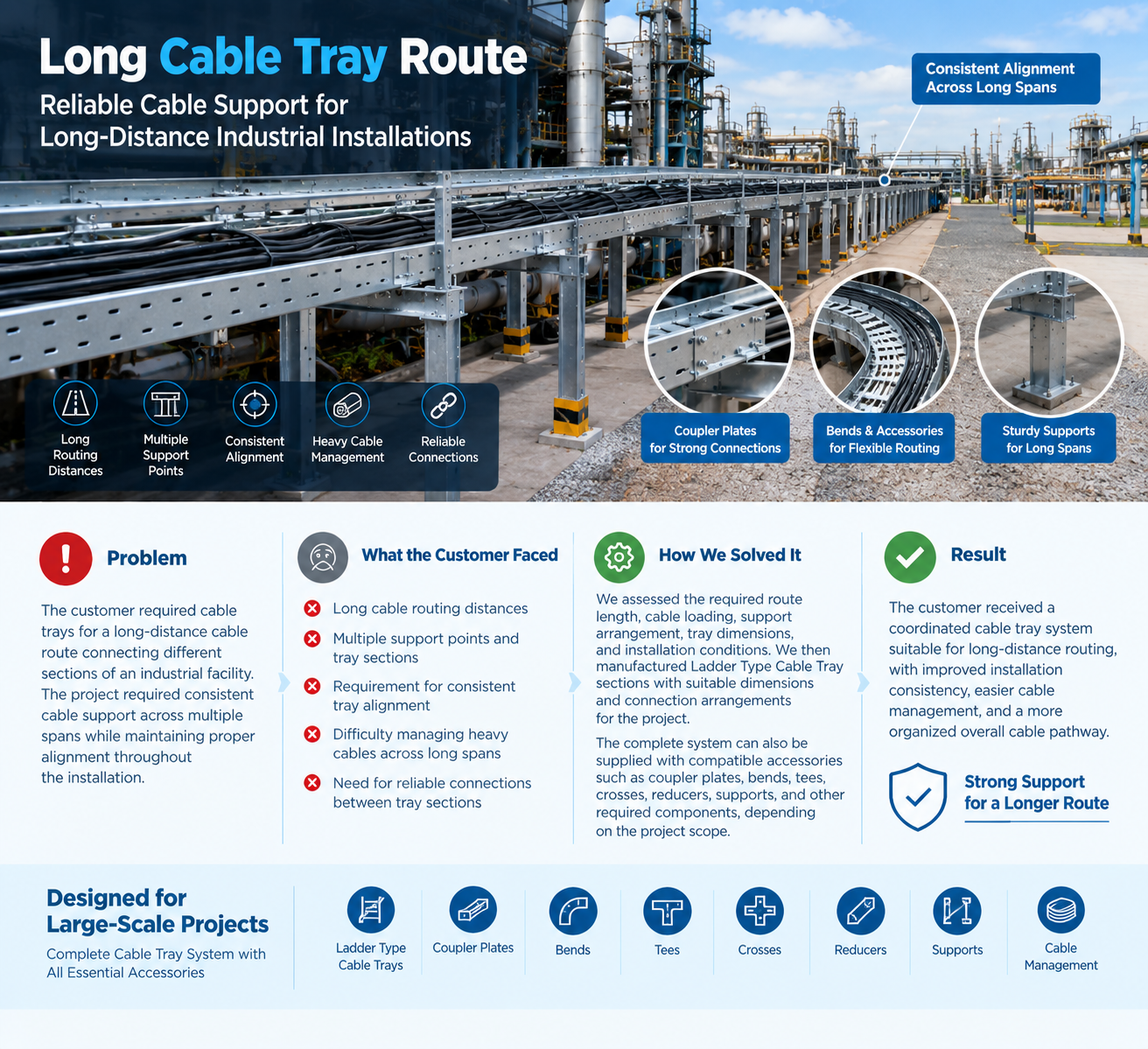 Long Cable Tray Route Solution - Ladder Type Cable Tray